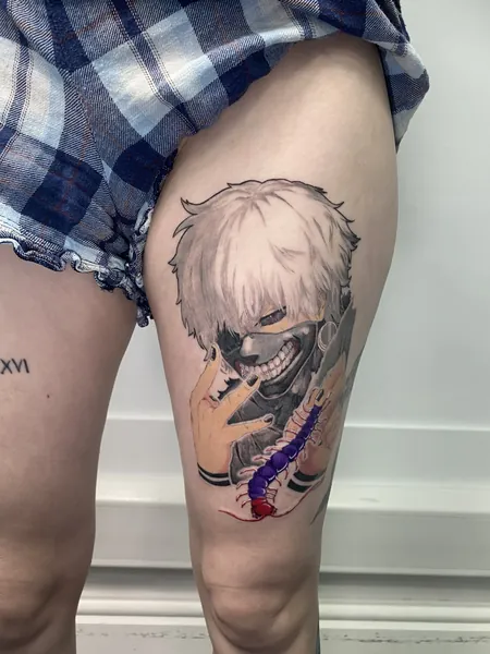 Ken kaneki tattoo — anime and pop culture tattoo by Lewis Zangaro, The SelfMade Tattoo Company, Wolverhampton