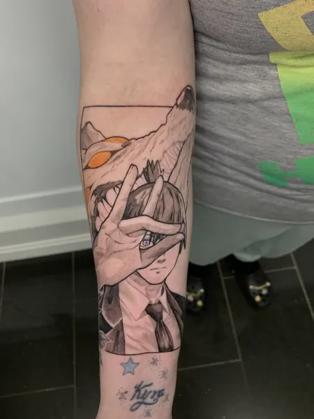 Aki hayakawa chainsaw man — anime and pop culture tattoo by Lewis Zangaro, The SelfMade Tattoo Company, Wolverhampton