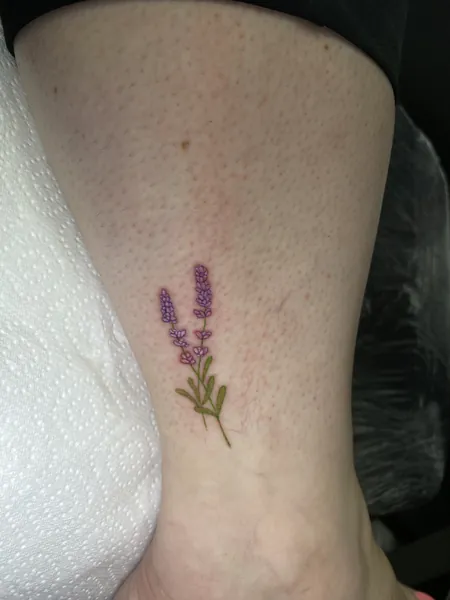 Lavender sprigs — colour tattoo by Lewis Zangaro, The SelfMade Tattoo Company, Wolverhampton