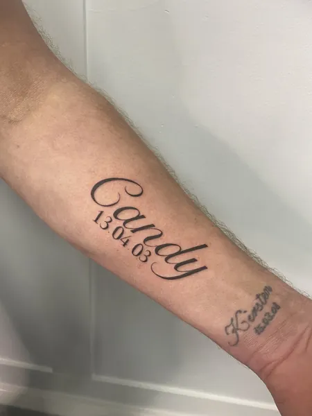 Lettering — fine line tattoo by Lewis Zangaro, The SelfMade Tattoo Company, Wolverhampton