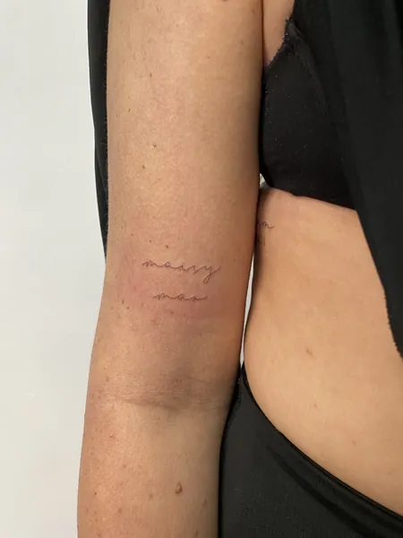 Lettering — fine line tattoo by Lewis Zangaro, The SelfMade Tattoo Company, Wolverhampton