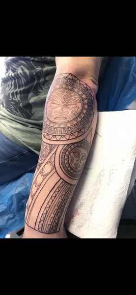 Polynesian tattoo — fine line tattoo by Lewis Zangaro, The SelfMade Tattoo Company, Wolverhampton