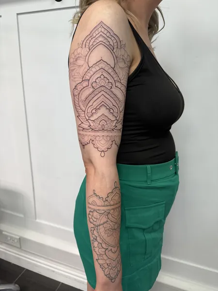 Mandala tattoo — fine line tattoo by Lewis Zangaro, The SelfMade Tattoo Company, Wolverhampton