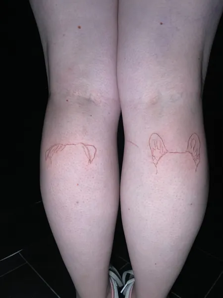 Dog ears outline — fine line tattoo by Lewis Zangaro, The SelfMade Tattoo Company, Wolverhampton