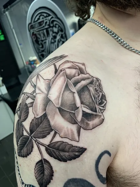 Rose tattoo — tattoo flash design by Lewis Zangaro, The SelfMade Tattoo Company, Wolverhampton