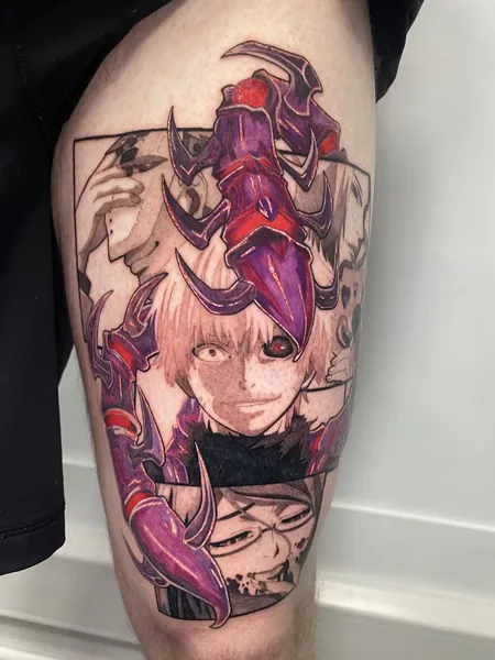 Kaneki ken manga tattoo — tattoo by Lewis Zangaro, The SelfMade Tattoo Company, Wolverhampton