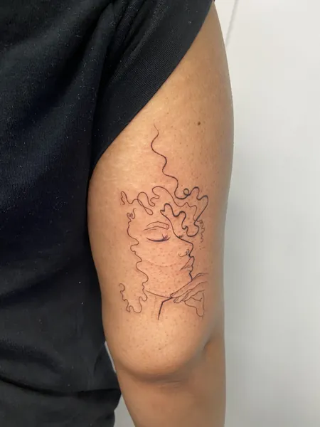 Woman line art — tattoo by Lewis Zangaro, The SelfMade Tattoo Company, Wolverhampton
