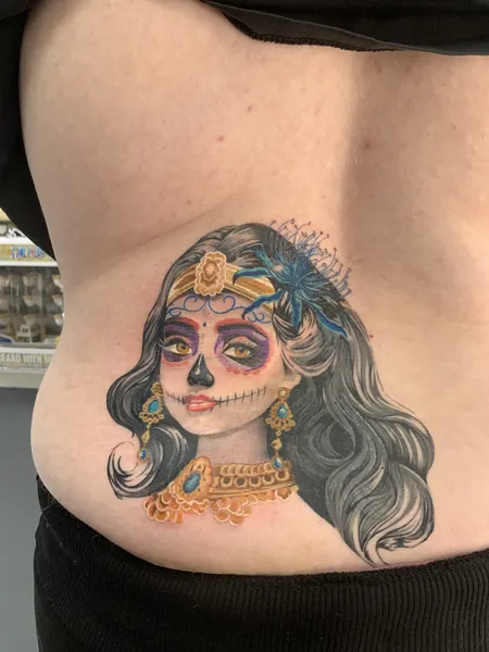 Day of dead woman — tattoo by Lewis Zangaro, The SelfMade Tattoo Company, Wolverhampton